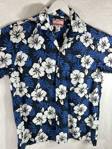 Vintage Rjc Hawaiian shirt large blue flora Cotton