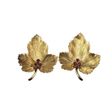 Tiffany & Co. 18 Karat Yellow Gold and Ruby Clip … - image 1