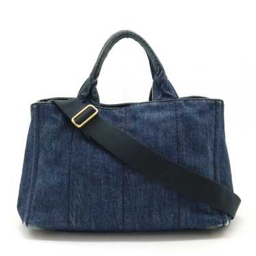 Prada PRADA CANAPA Tote Bag Shoulder Denim Canvas… - image 1