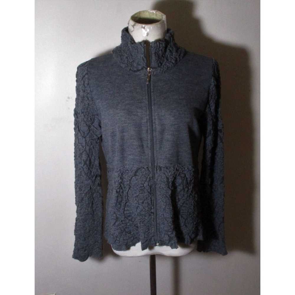 Vintage Women's LO. RI. Gray Full Zip Wool Bumpy … - image 1