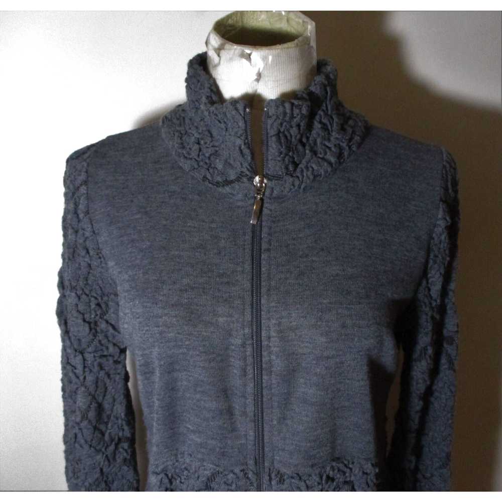 Vintage Women's LO. RI. Gray Full Zip Wool Bumpy … - image 2