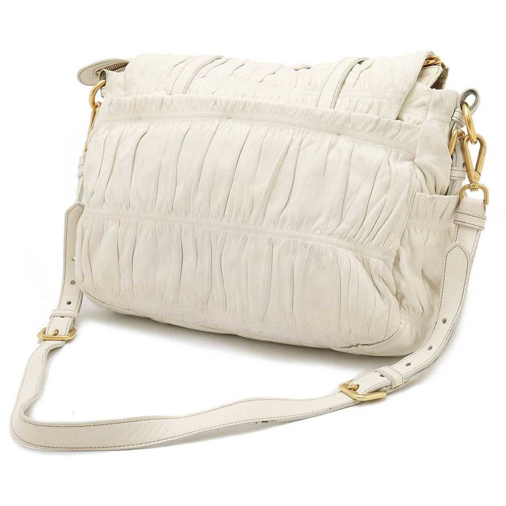 Prada Prada Gathered Bag Shoulder Leather White B… - image 3