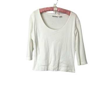 Madison Madison Studio Womens White Cotton Scoop … - image 1