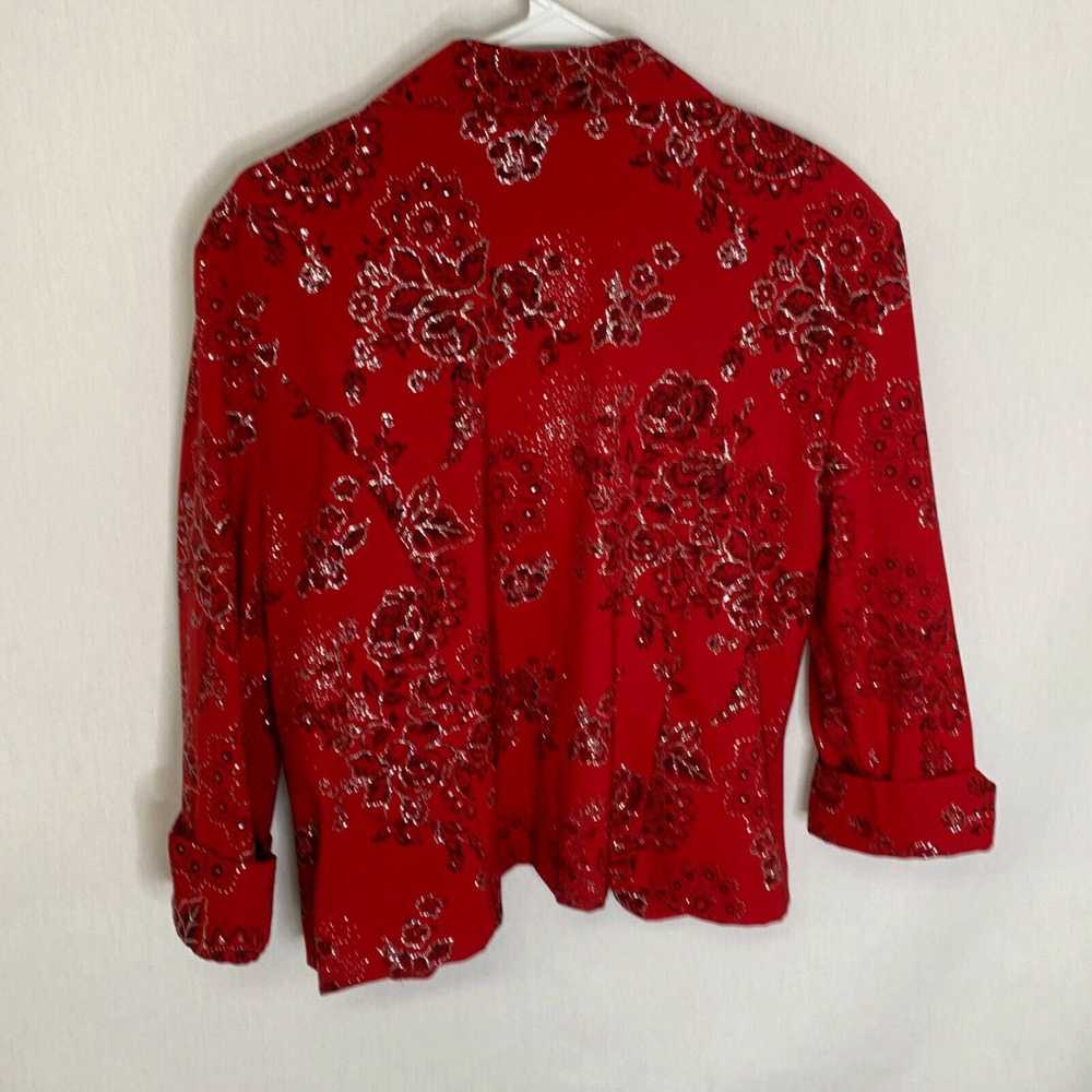 Vintage Dressbarn Womens Red Floral Long Sleeve S… - image 2