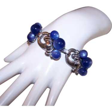 Taylord Sterling Silver Blue Moonglow Bead Link B… - image 1
