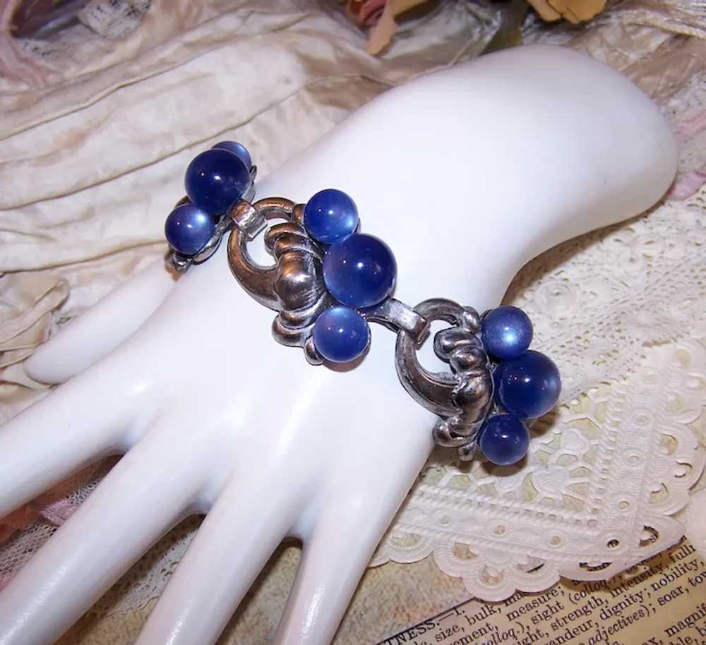 Taylord Sterling Silver Blue Moonglow Bead Link B… - image 3