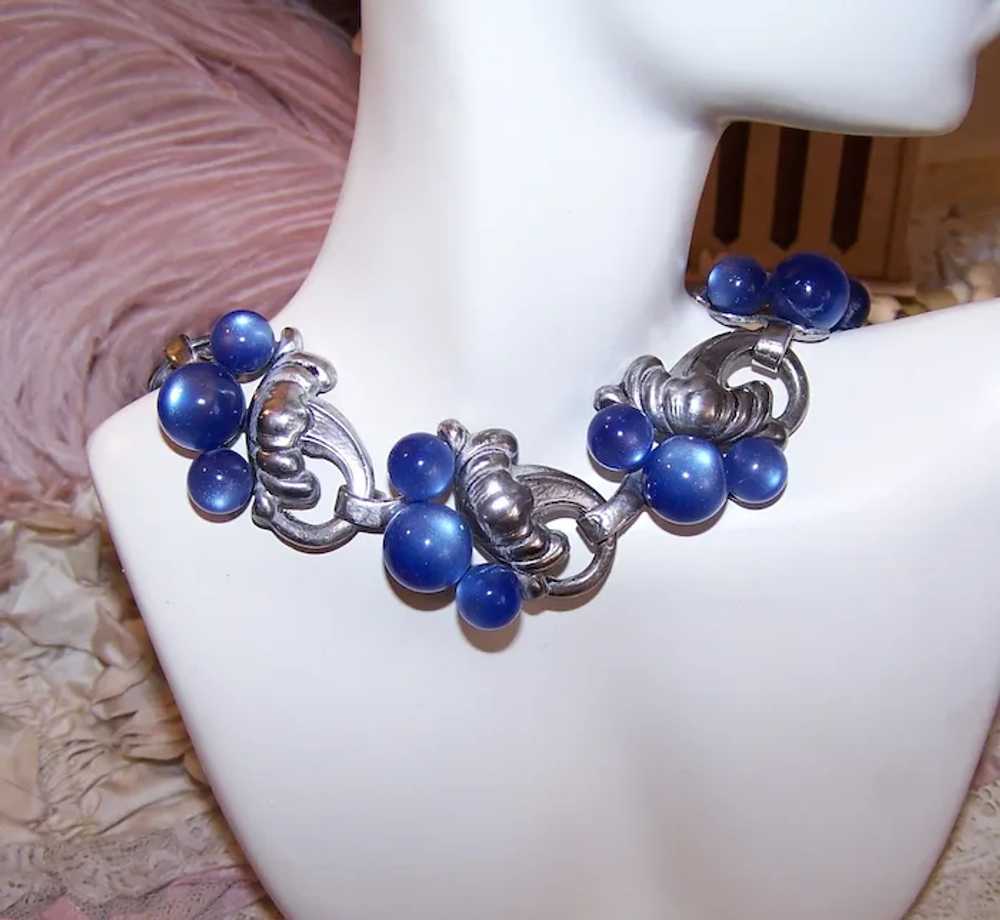 Taylord Sterling Silver Blue Moonglow Bead Link B… - image 6