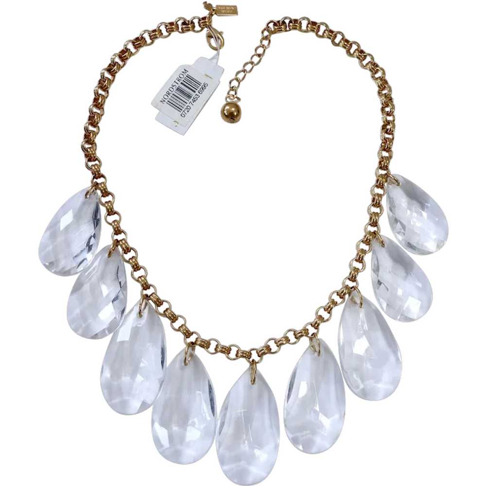 Kate Spade Large Clear Lucite Dangle Necklace Fac… - image 1