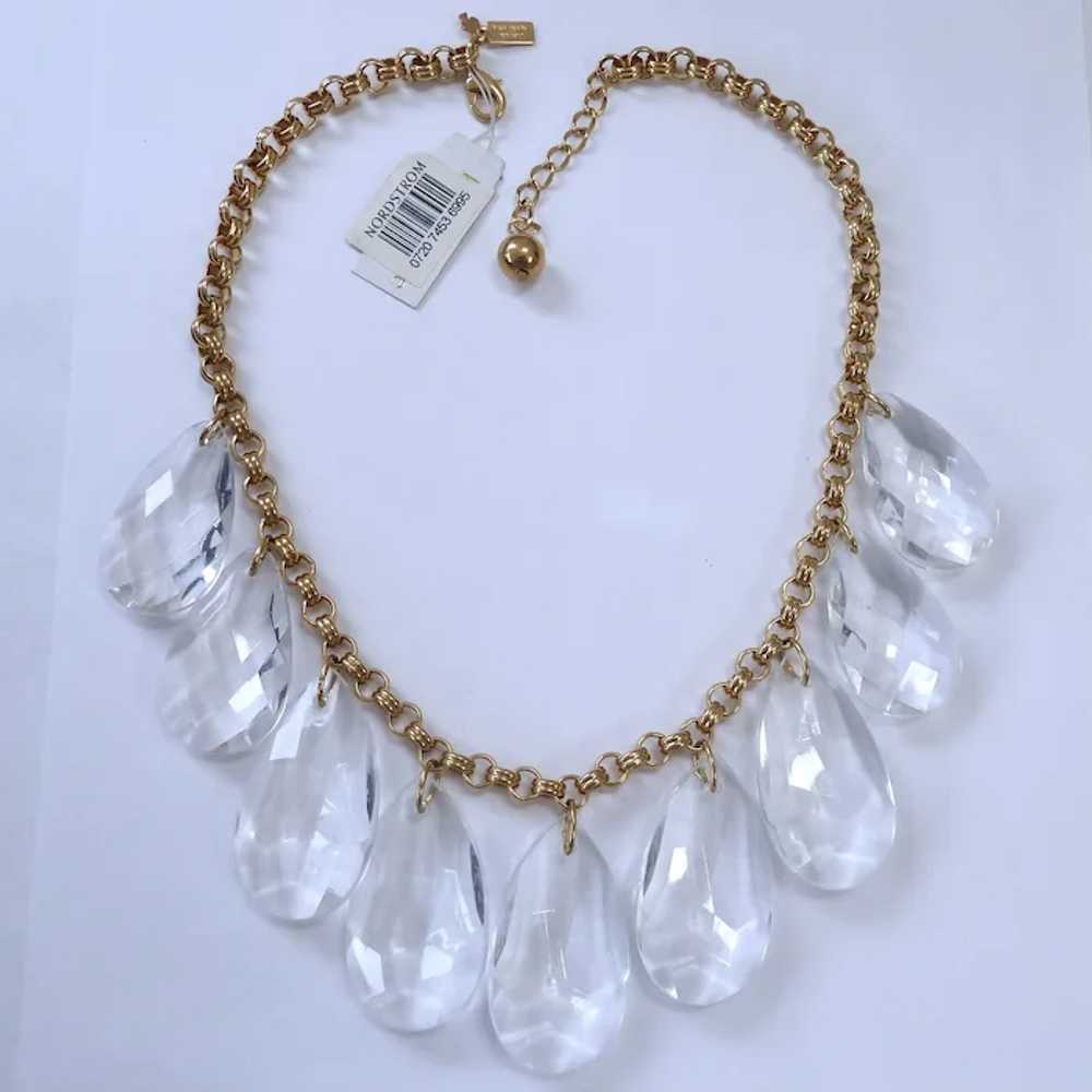 Kate Spade Large Clear Lucite Dangle Necklace Fac… - image 2