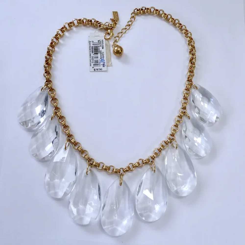 Kate Spade Large Clear Lucite Dangle Necklace Fac… - image 3