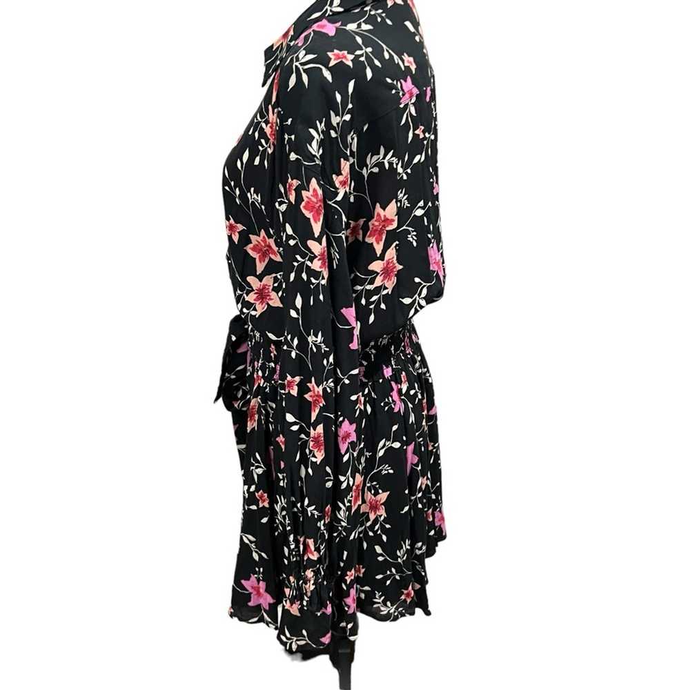 Free People Black & Pink floral long sleeve Light… - image 6