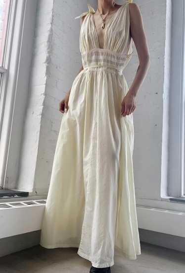 40s French cotton deep v dress