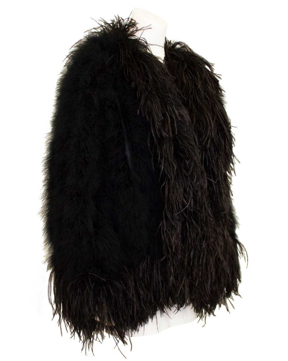Yves Saint Laurent Black Ostrich and Marabou Feat… - image 1