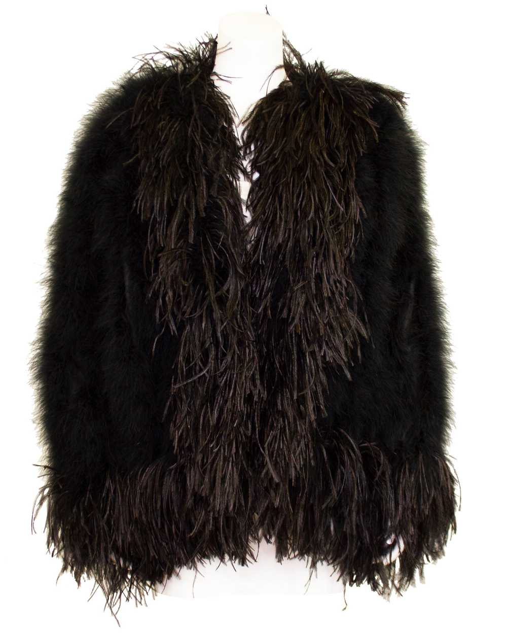 Yves Saint Laurent Black Ostrich and Marabou Feat… - image 3