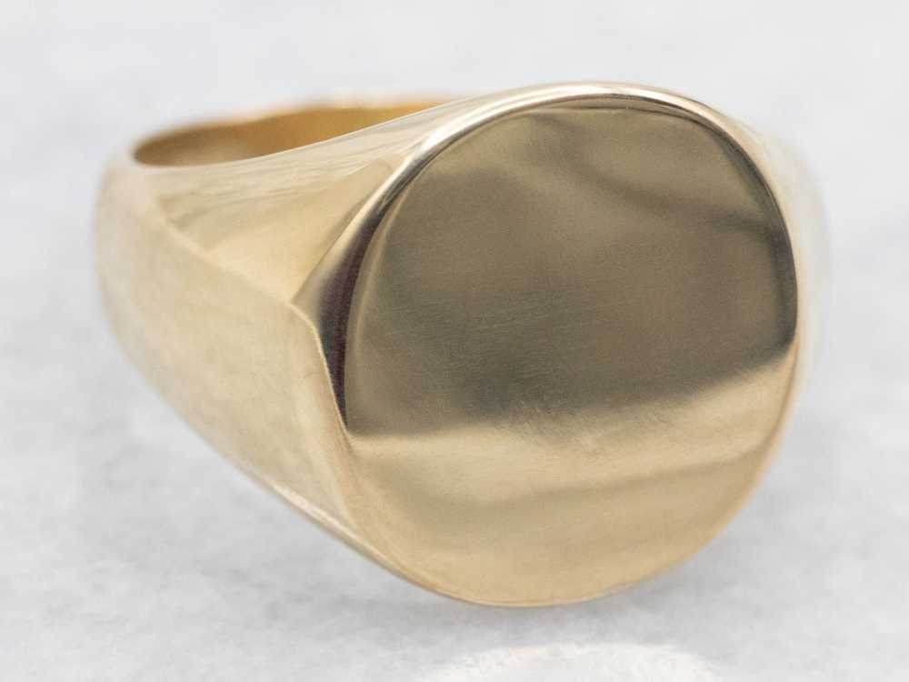 Unisex Plain Gold Signet Ring - image 2