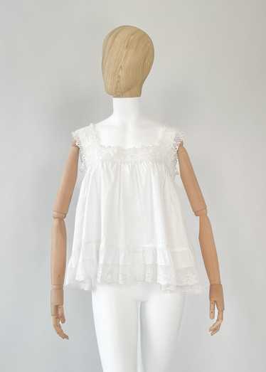 Vintage REworked Antique Cotton Lace Top