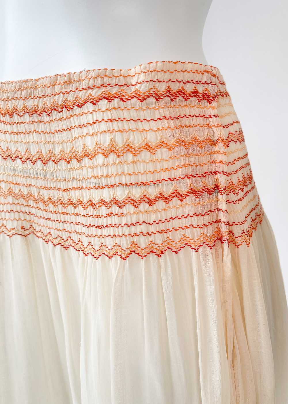 Vintage Embroidered Cotton Smocked Skirt - image 5