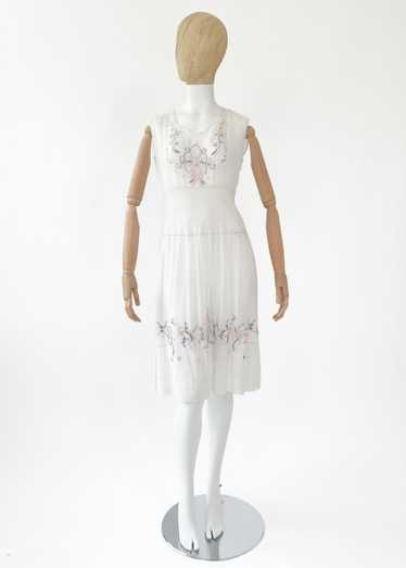 Vintage Embroidered Cotton Smocked Dress