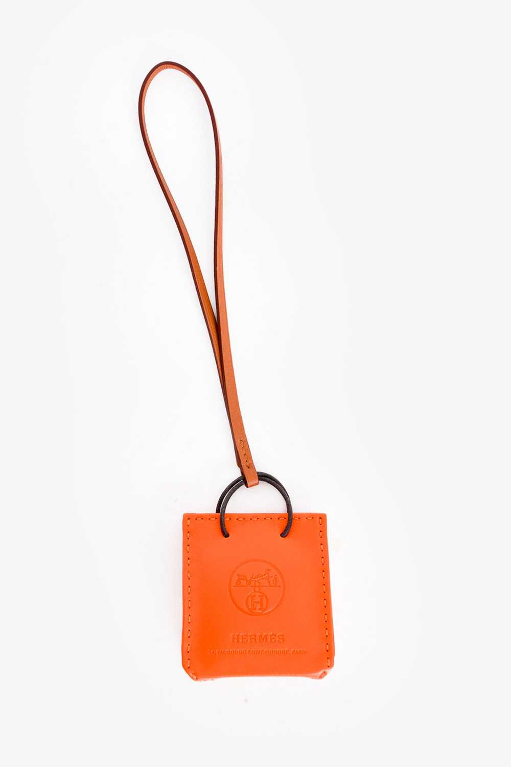 Hermès Orange Leather De Sac Orange Bag Charm - image 1