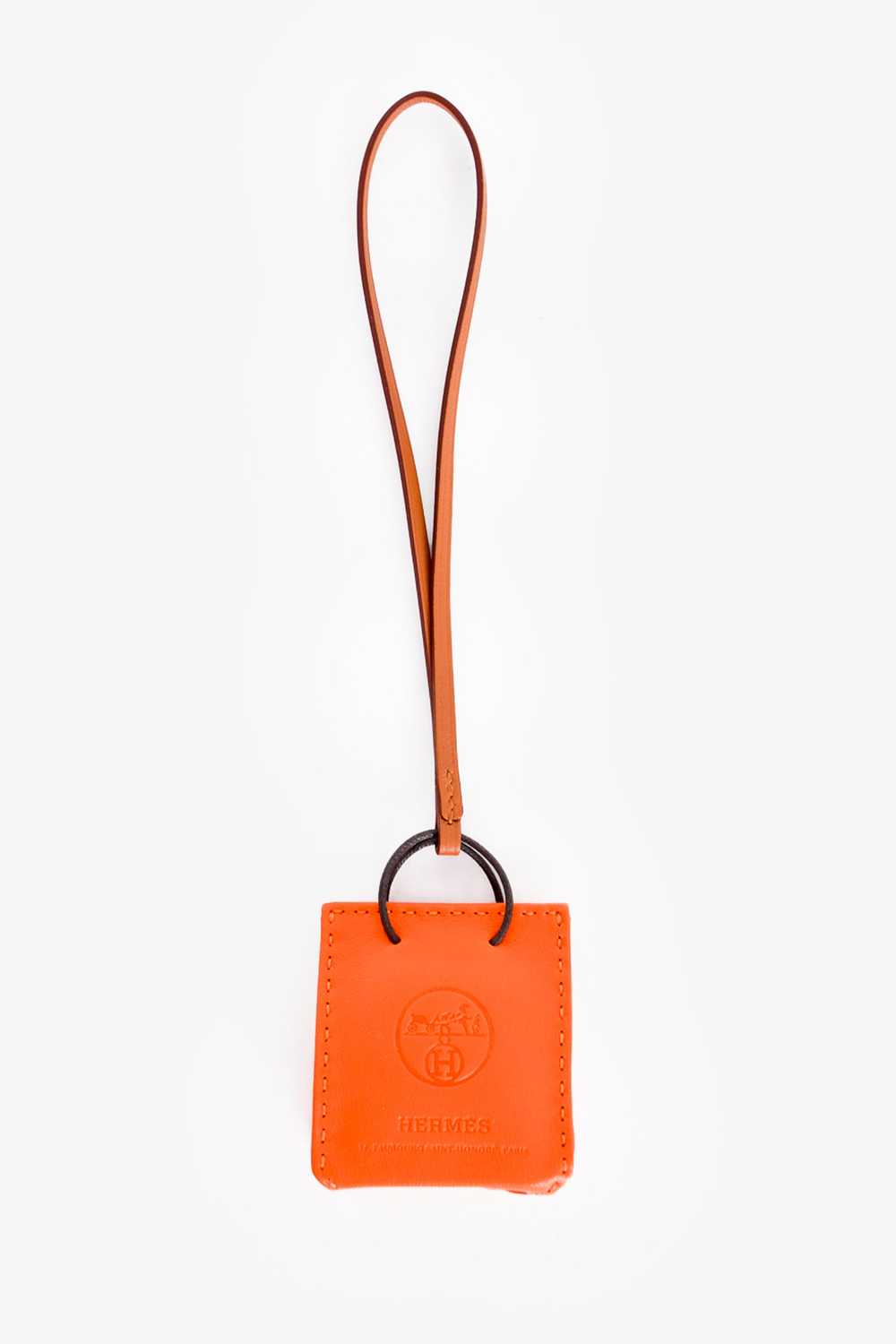 Hermès Orange Leather De Sac Orange Bag Charm - image 2