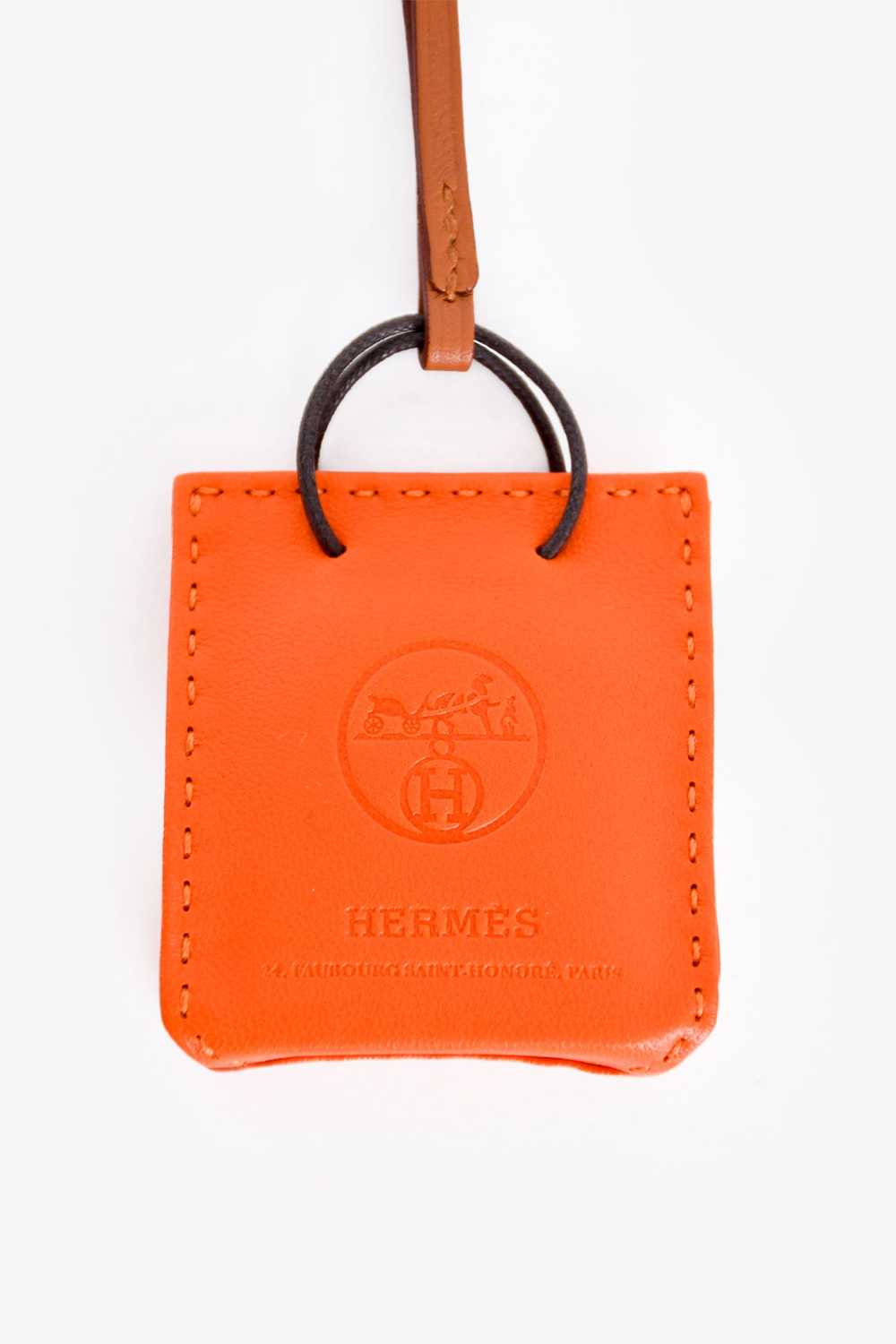 Hermès Orange Leather De Sac Orange Bag Charm - image 3