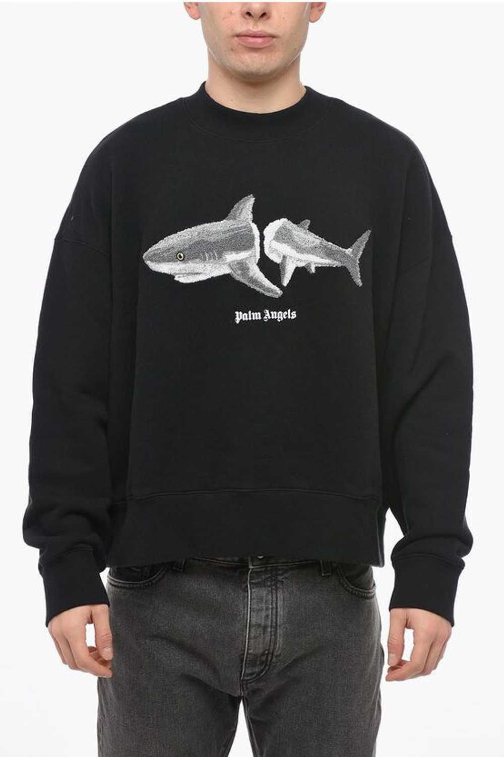 Palm Angels Crew Neck WHITE SHARK Sweatshirt with… - image 1