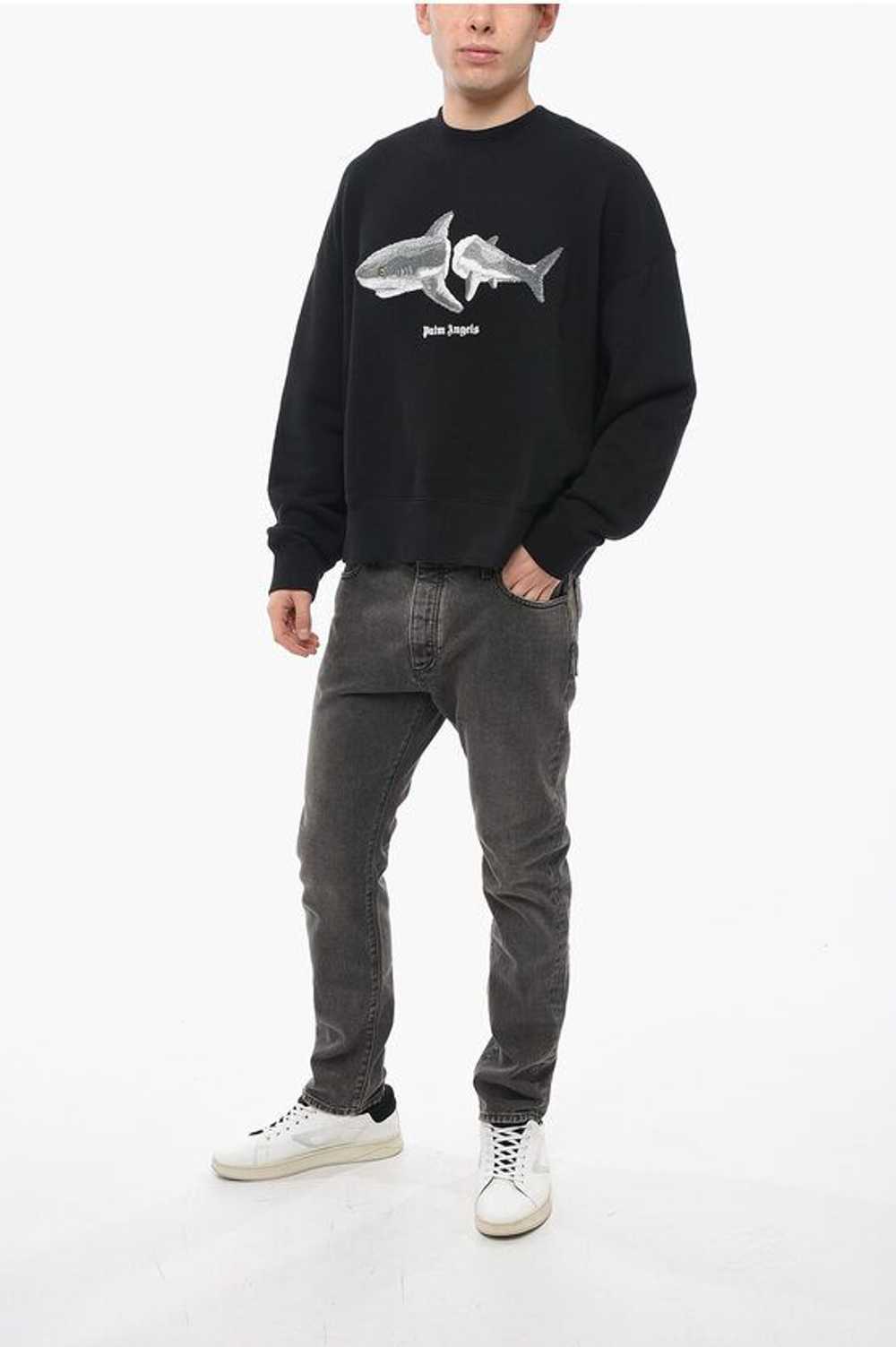 Palm Angels Crew Neck WHITE SHARK Sweatshirt with… - image 4