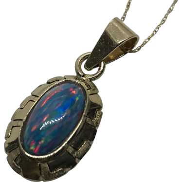 14 K Opal Pendant and 20 inch 14 k delicate gold … - image 1