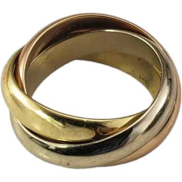 1997 Cartier 18K Tricolor Gold Trinity Ring Size 4