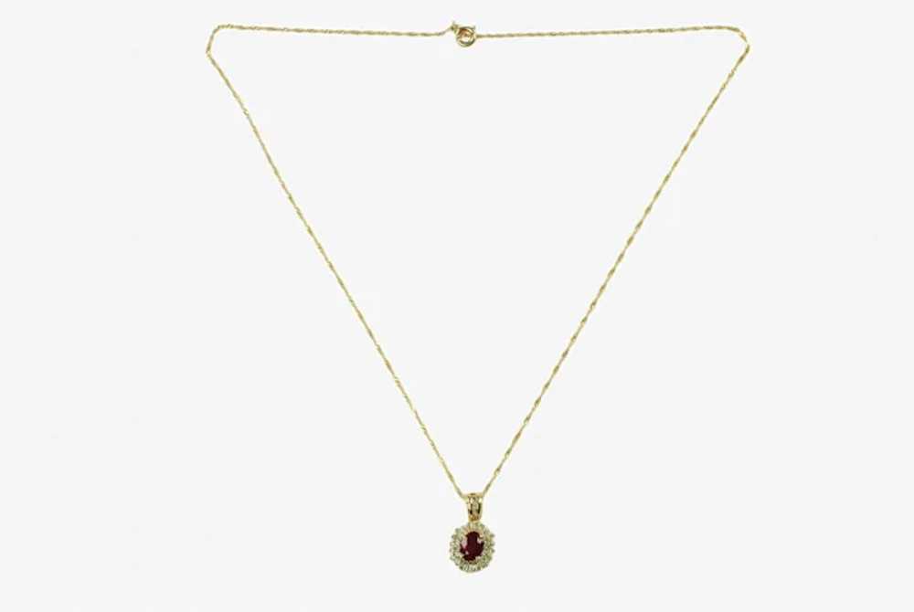 Vintage Ruby and Diamond 14k Yellow Gold Pendant … - image 5