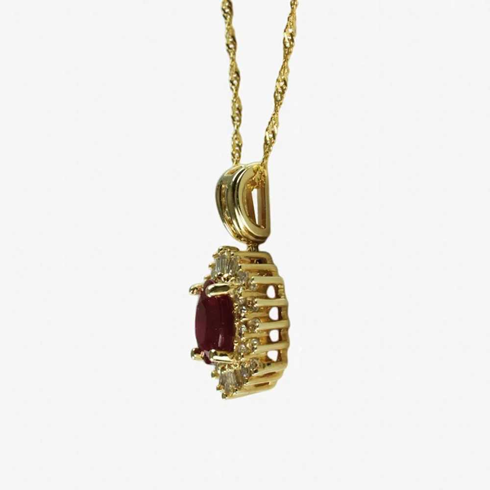 Vintage Ruby and Diamond 14k Yellow Gold Pendant … - image 6