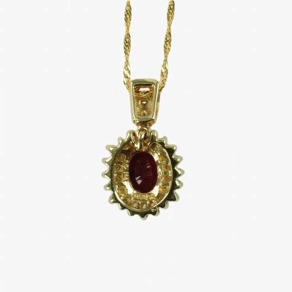 Vintage Ruby and Diamond 14k Yellow Gold Pendant … - image 7