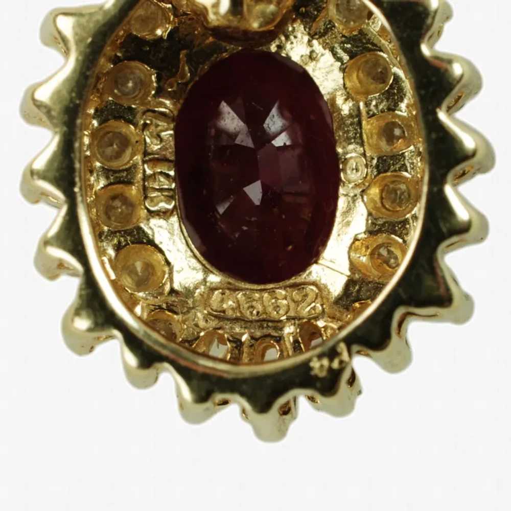 Vintage Ruby and Diamond 14k Yellow Gold Pendant … - image 8