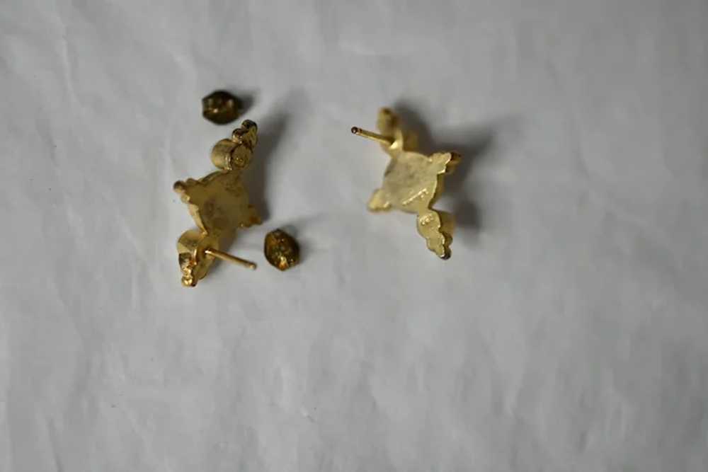Cultured Pearl Gold Gilt Earrings - image 3