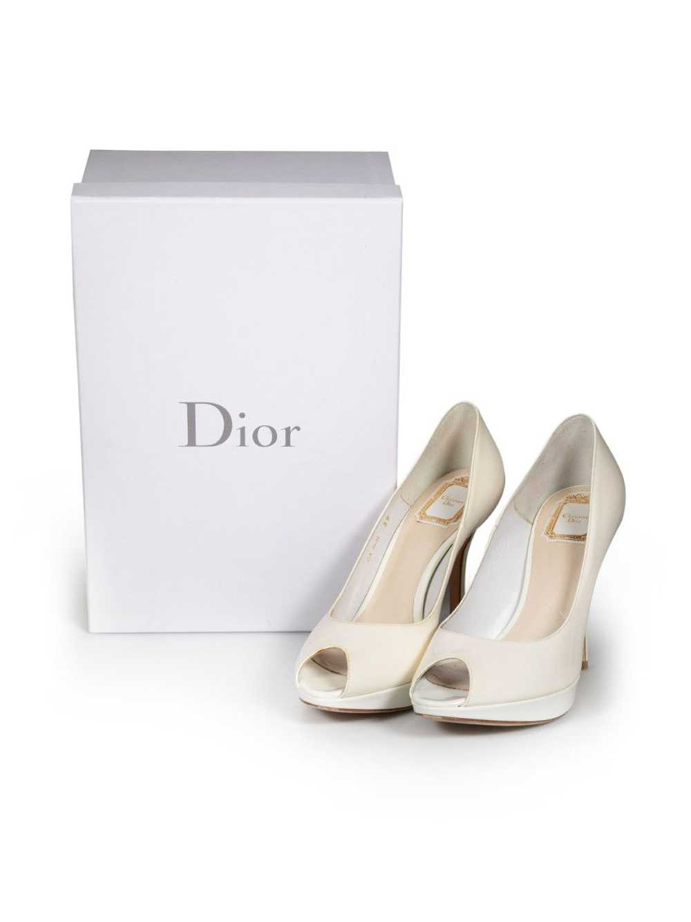 Dior White Patent Leather Peep-Toe Platform Heels - image 8