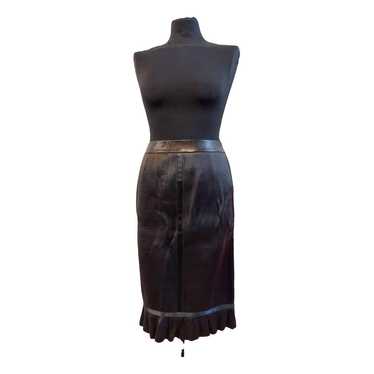 Chanel Leather mid-length skirt - image 1