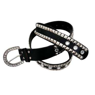 Other Genuine Leather Black Studded Gem Belt Sz L - image 1