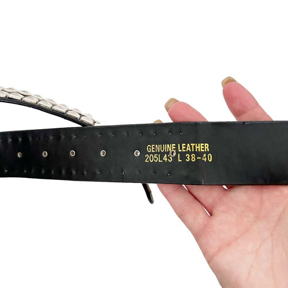 Other Genuine Leather Black Studded Gem Belt Sz L - image 3