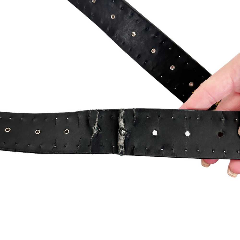 Other Genuine Leather Black Studded Gem Belt Sz L - image 4