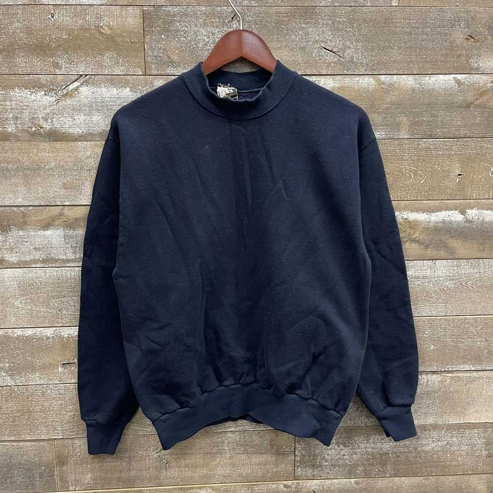 Vintage Vintage 1889s Navy Blue Blank Crewneck Sw… - image 1