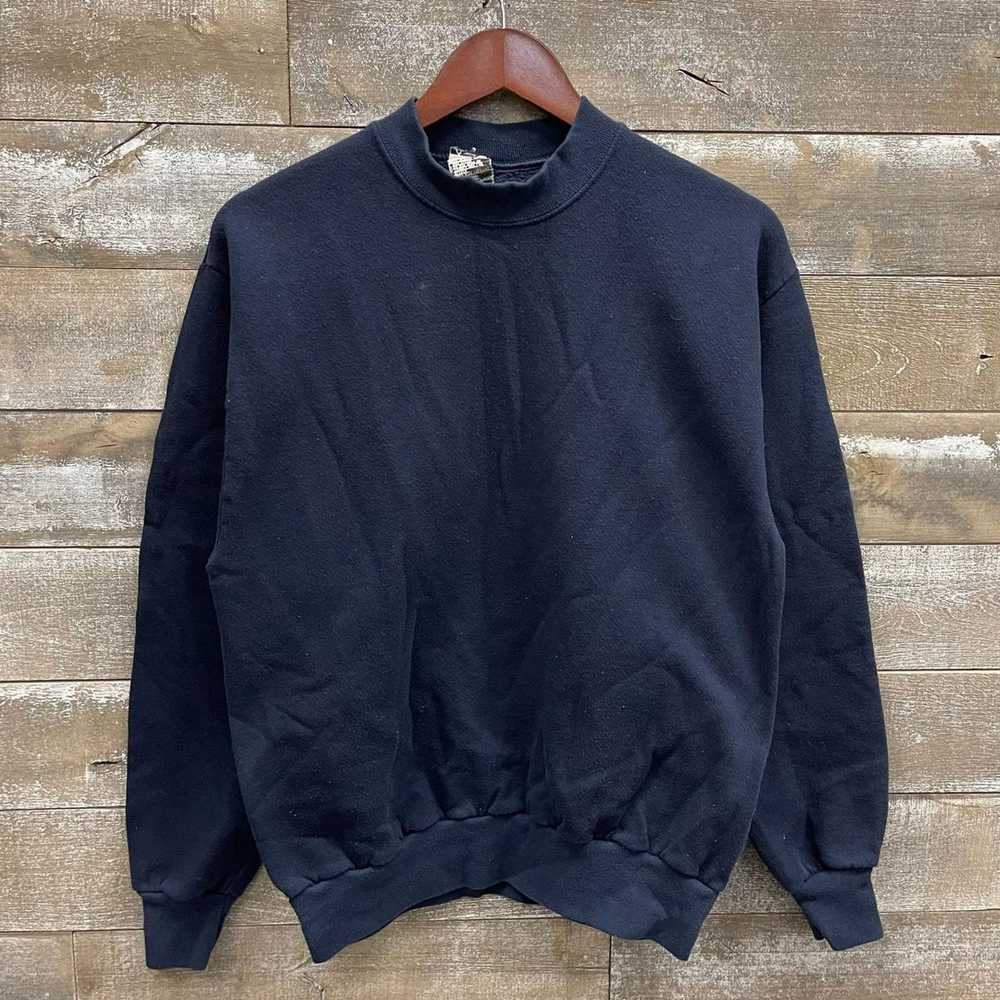 Vintage Vintage 1889s Navy Blue Blank Crewneck Sw… - image 2