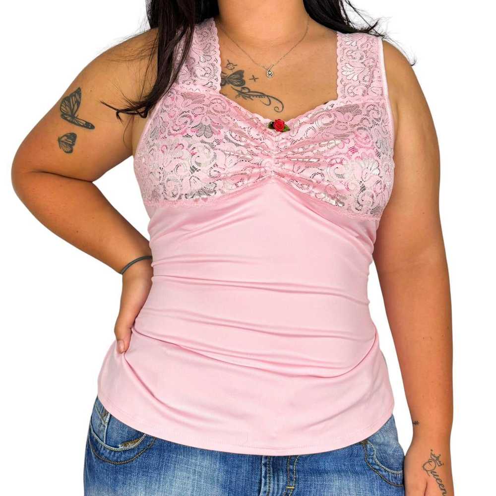 2000s Lacy Rosebud Cami (XL) - image 5