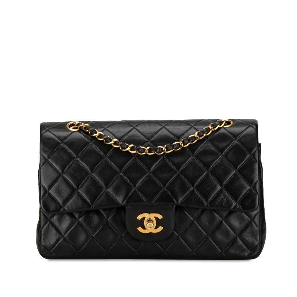 Black Chanel Medium Classic Lambskin Double Flap … - image 1