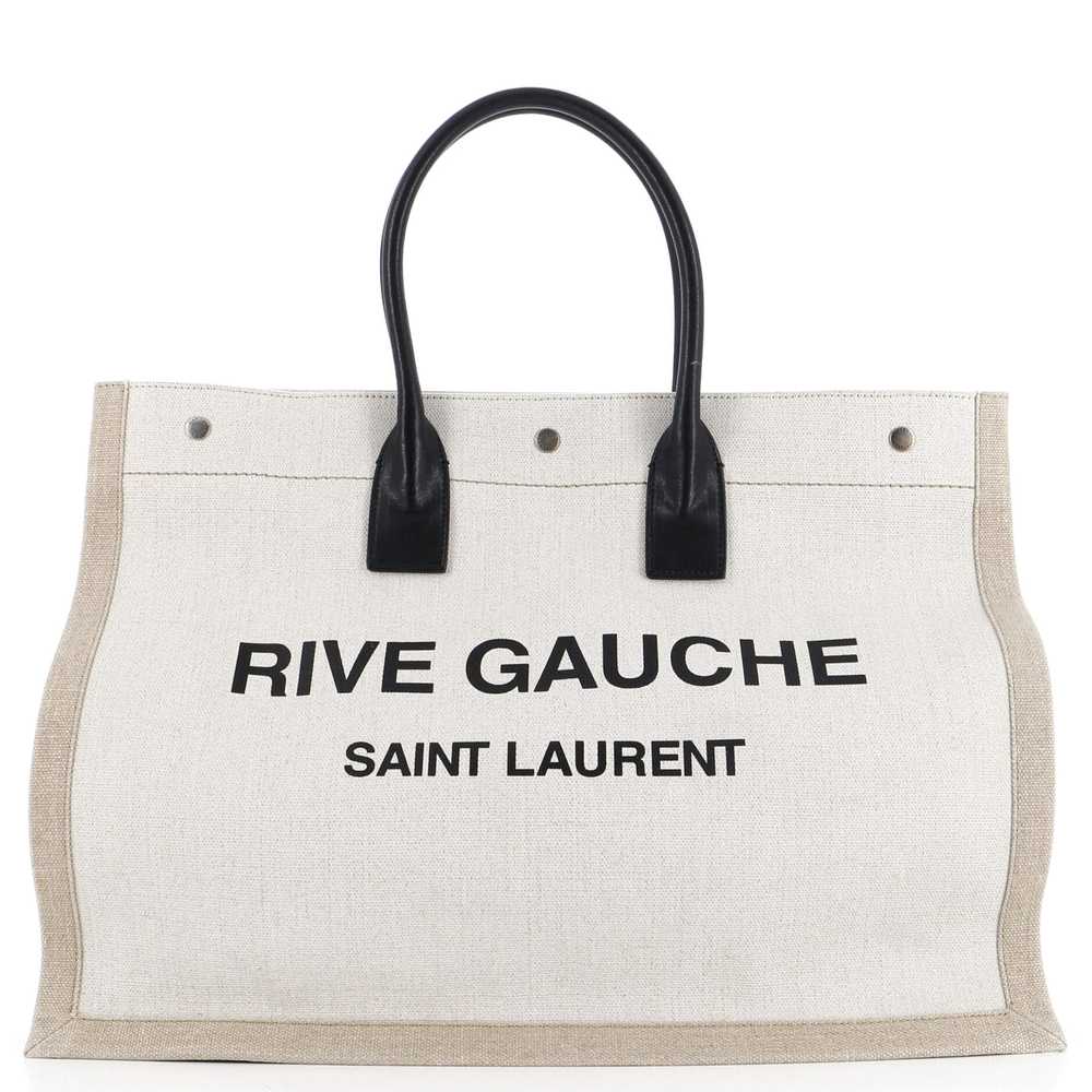Saint Laurent Rive Gauche Shopper Tote Canvas Lar… - image 1