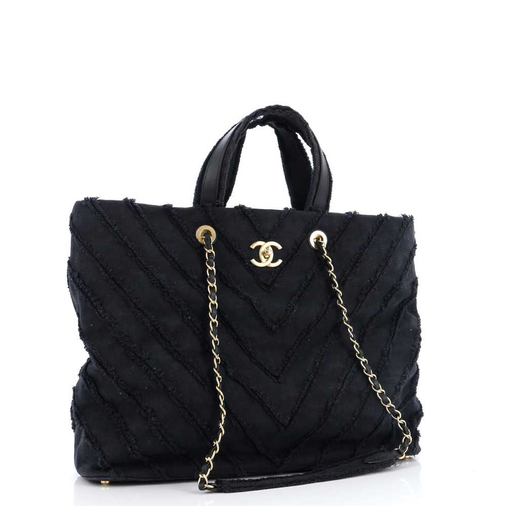 CHANEL Shopping Tote Chevron Patchwork Canvas Lar… - image 2