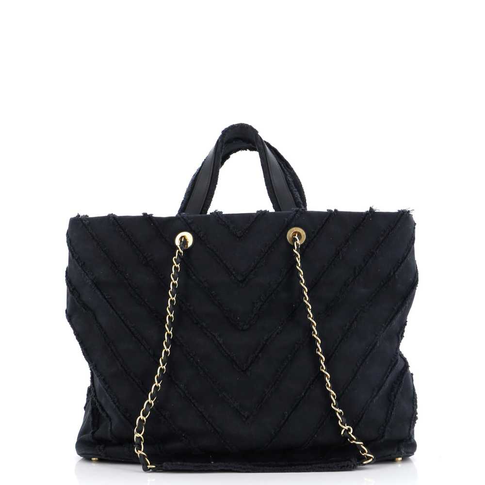 CHANEL Shopping Tote Chevron Patchwork Canvas Lar… - image 3