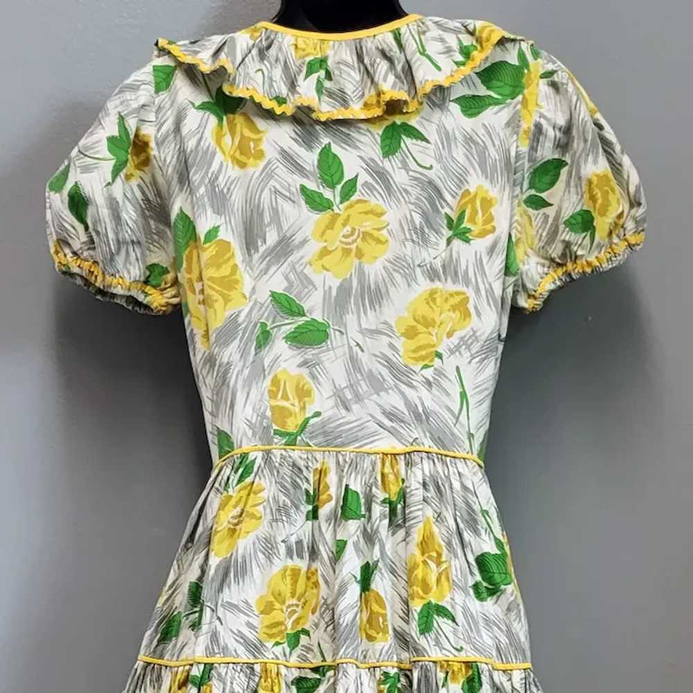 1940s - 1950s Cotton Dress Tiered Skirt Ruffled N… - image 10