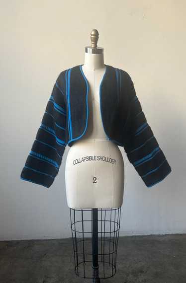 geoffrey beene black striped mohair bolero jacket