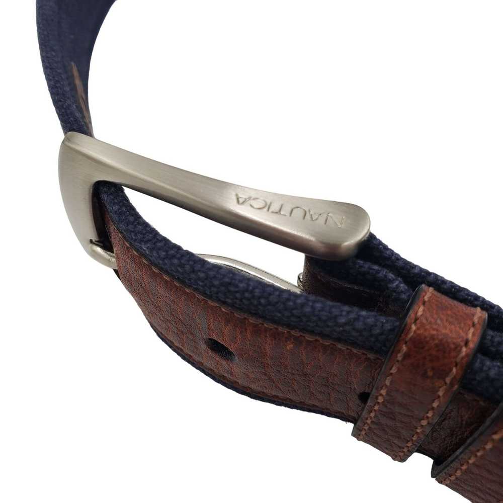 Nautica Nautica Belt Navy Brown Canvas Leather Be… - image 10