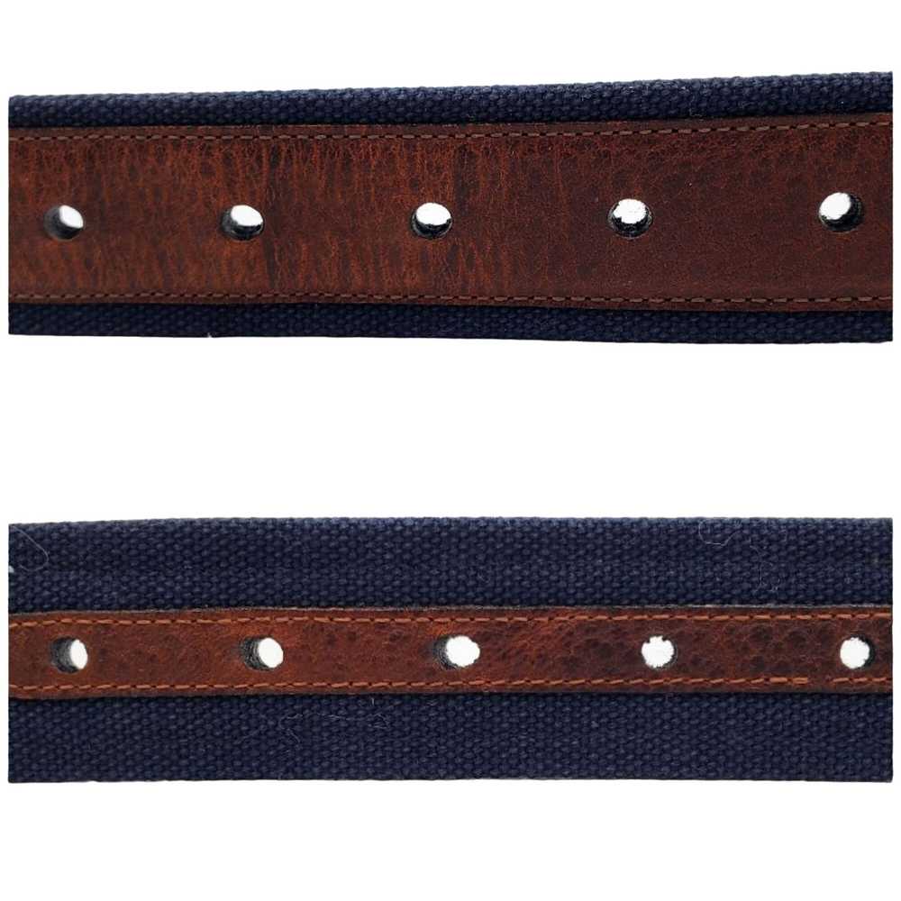 Nautica Nautica Belt Navy Brown Canvas Leather Be… - image 4